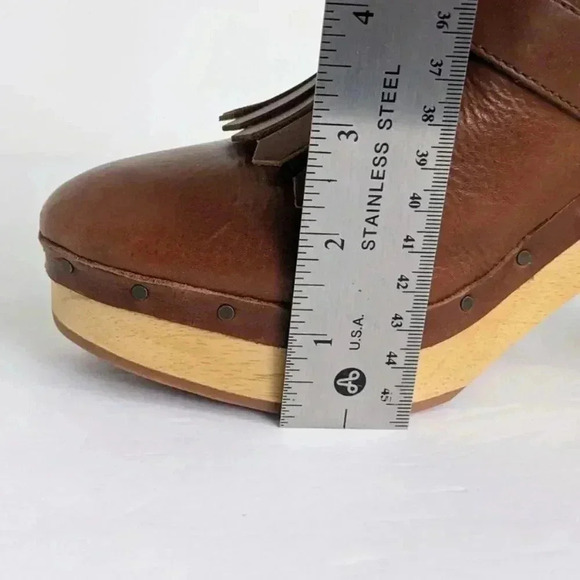Madewell Kiltie Clogs Westway Wooden Heel Leather Fringe Tassel - Picture 14 of 16